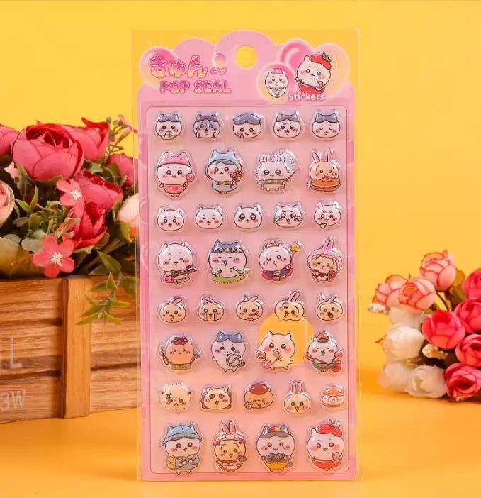 4/20 Autocollants Kawaii de dessins animés mignons, en relief 3D et à bulles, pour la décoration de