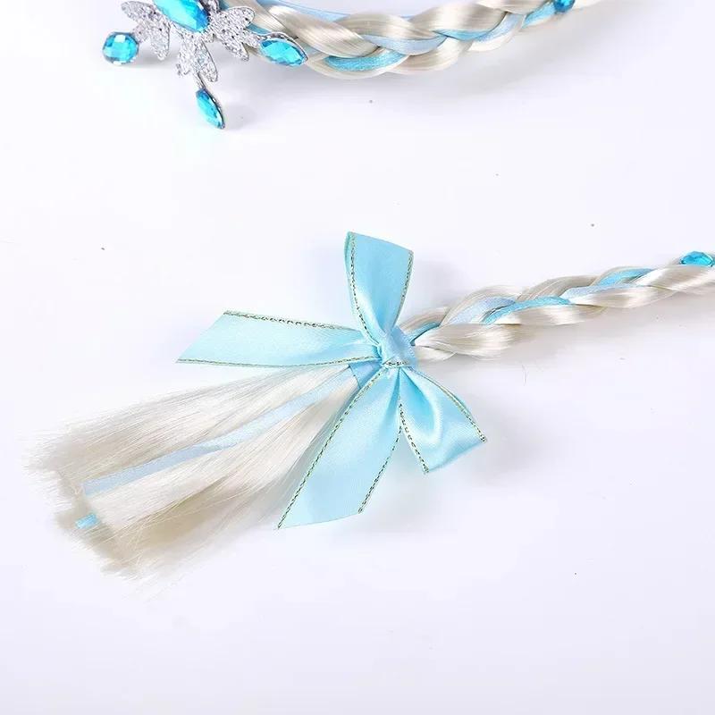 Perruque la reine des neiges tressée princesse bandeau fille Elsa flocon de neige bleu rose bandeau