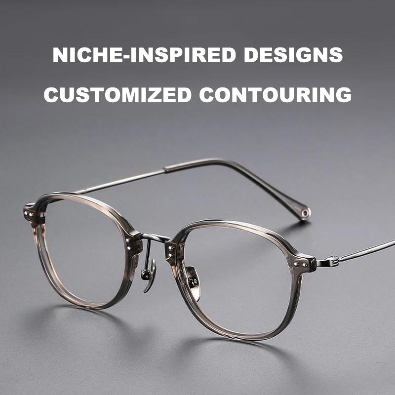 Lunettes rétro à monture ovale ultralégère, montures en acétate de titane pur, lunettes de styliste