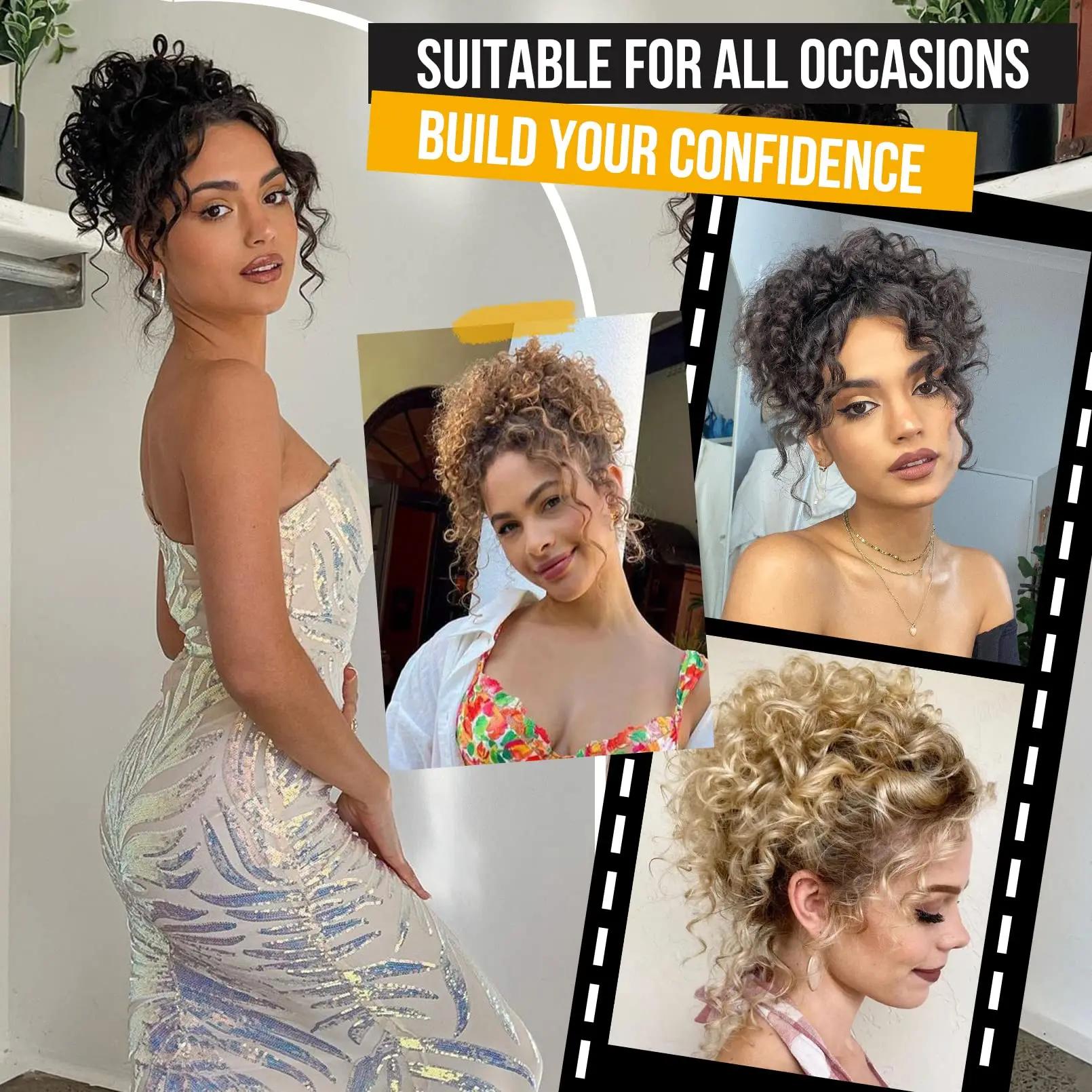 Chignon synthétique en désordre, 60g, cordon élastique, vague lâche, bouclé, Extensions de cheveux p