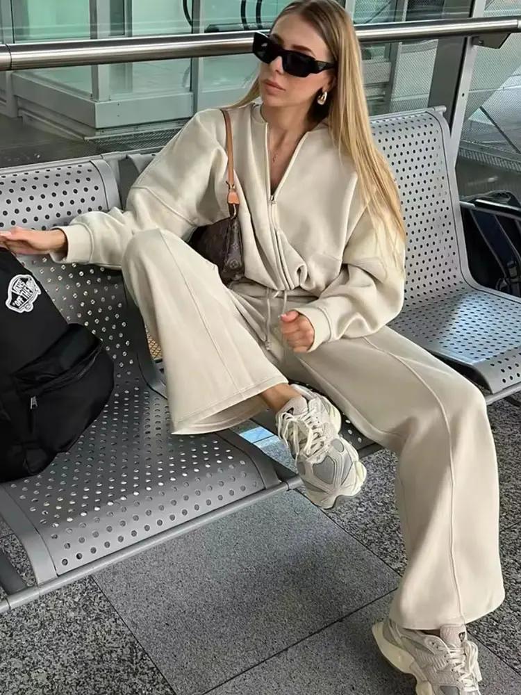 HH – veste bombardier rétro 2 pièces pour femme, couleur unie, fermeture éclair, sweat-shirt + taill