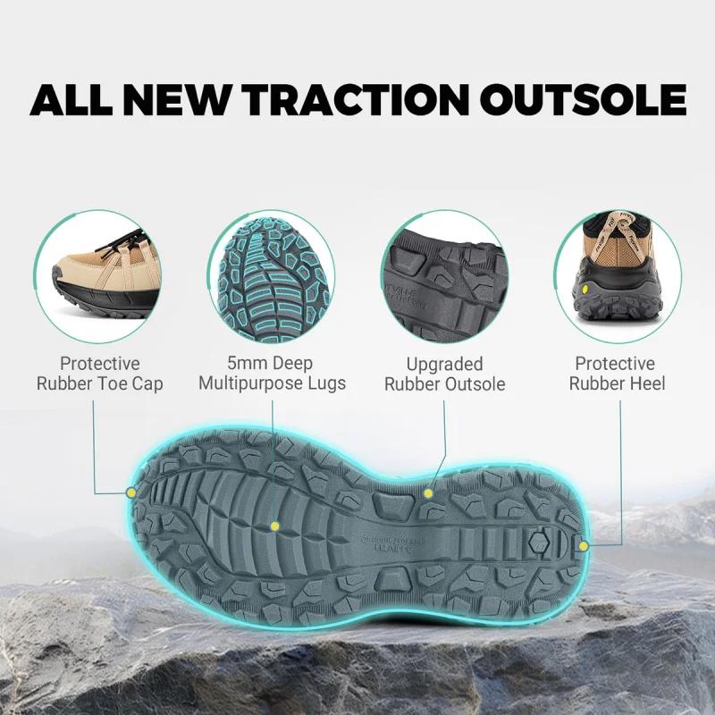 Chaussures de randonnée FitVille pour hommes, larges, à enfiler, pour la marche en extérieur, avec s