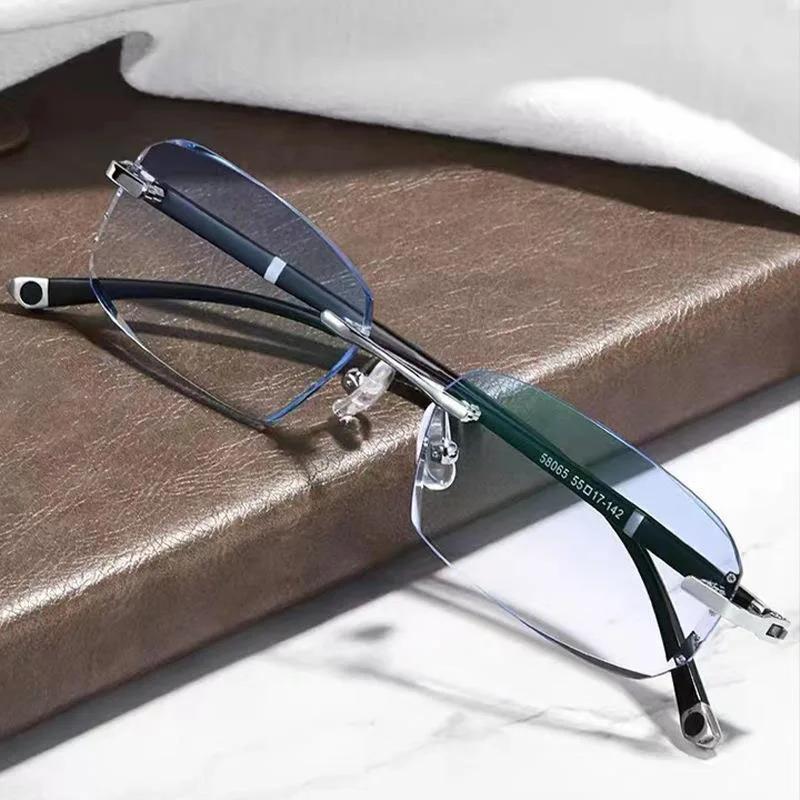Lunettes de lecture élégantes sans cadre Anti-lumière bleue pour hommes lunettes de lecture d'affair