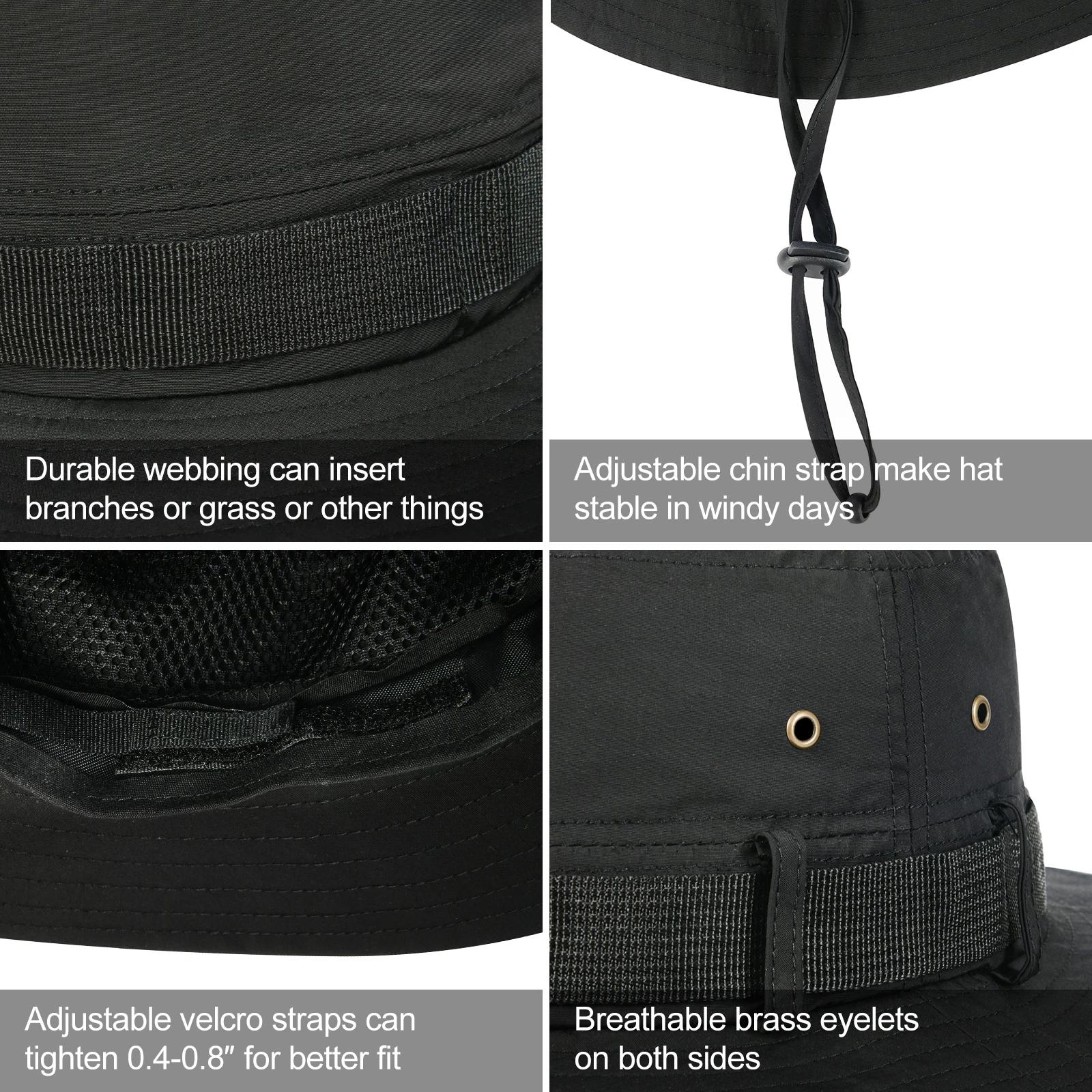 BOTVELA Chapeau seau imperméable avec mentonnière Chapeau Boonie pliable à séchage rapide Chapeau Sa