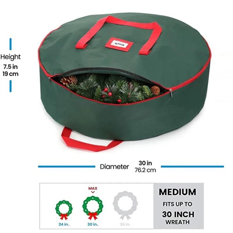 Sac d'arbre de noël pliable en tissu Oxford, sac de rangement de couronne de décoration de noël pour
