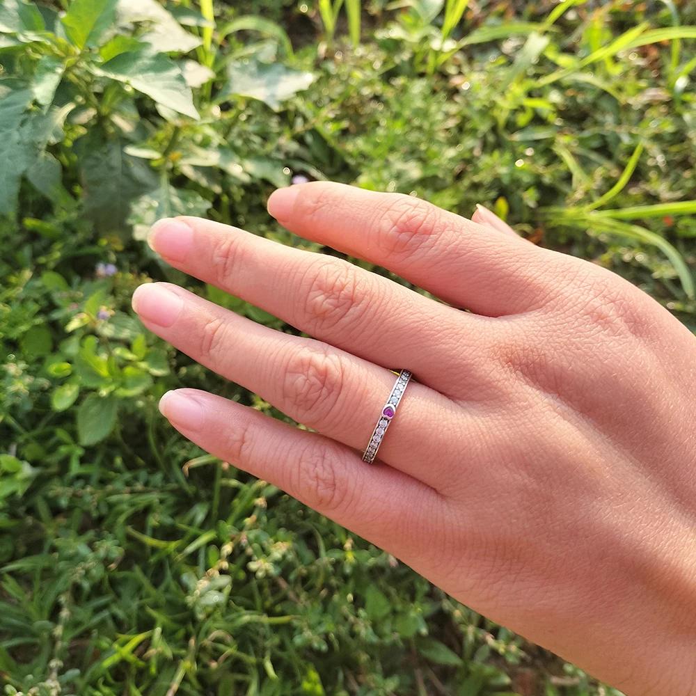 Bague européenne scintillante en argent Sterling AAA CZ S925, cœur rouge, pour femmes, fête d'annive
