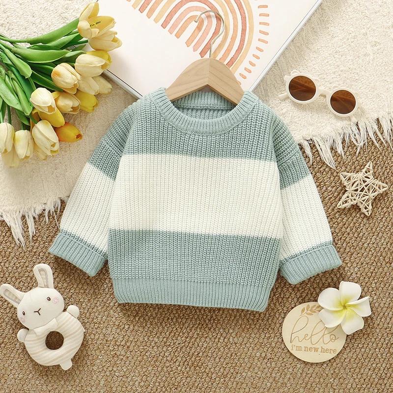Bébé garçons filles chandails vêtements automne hiver tricoté infantile unisexe pulls col rond manch