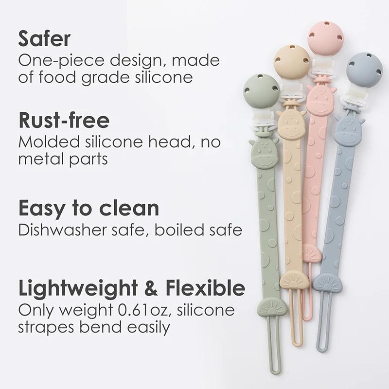 Clips de sucette en Silicone, porte-sucette une pièce sans BPA pour bébé garçon et fille de 3 mois,
