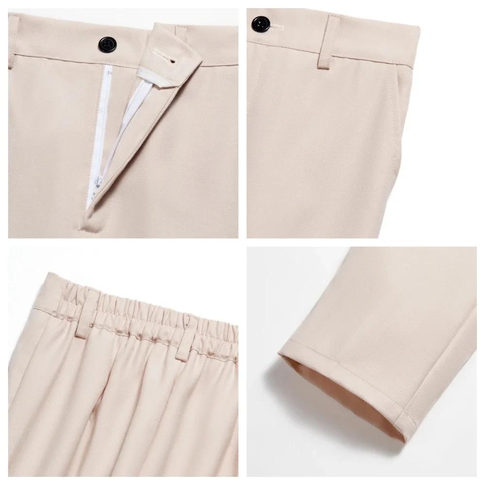 Ensemble de costume formel beige pour garçons, 4 pièces, vêtements de scène, revers cranté, ensemble
