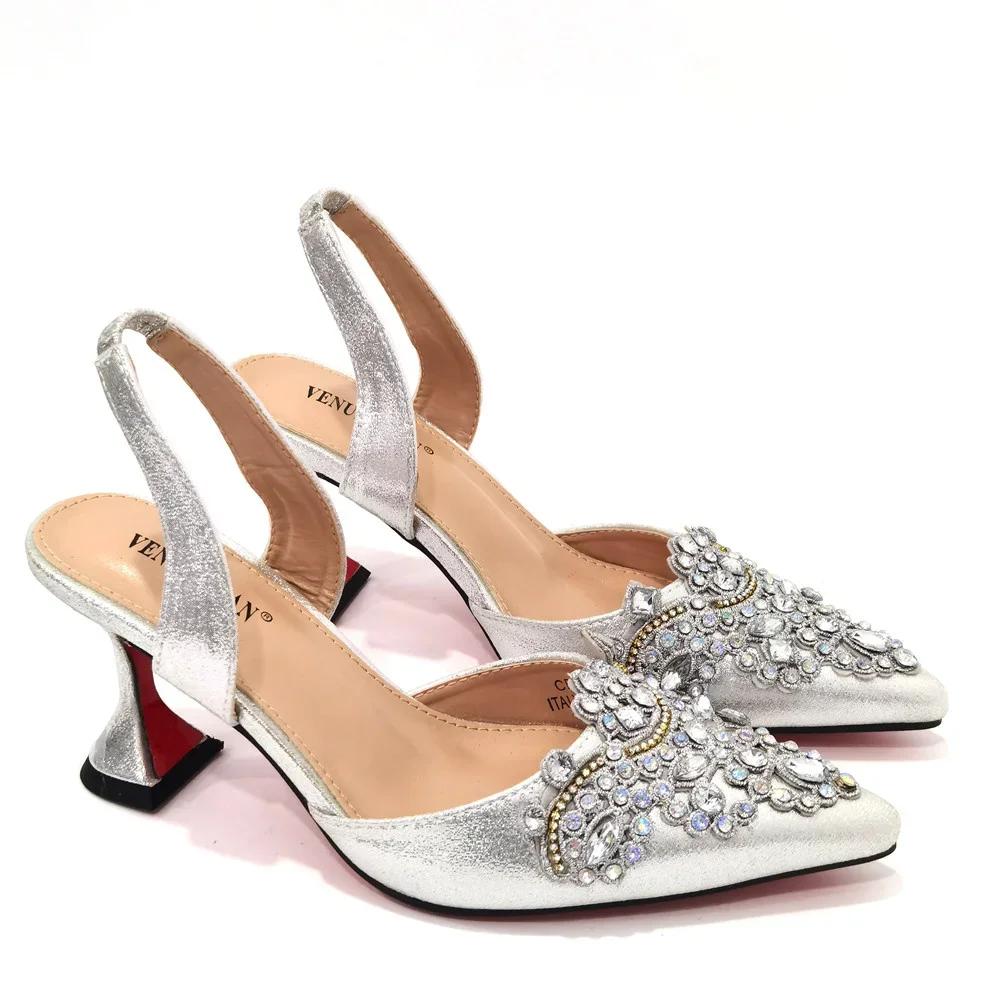 Ensemble de sac et chaussures assortis pour femmes, chaussures pointues, Parker, design évidé, or, m