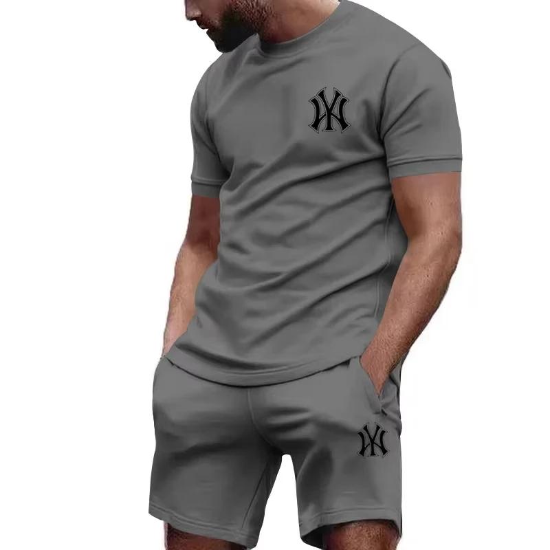 Nouvel ensemble de sport deux pièces pour homme 2026, t-shirt à manches courtes et pantalon, idéal p