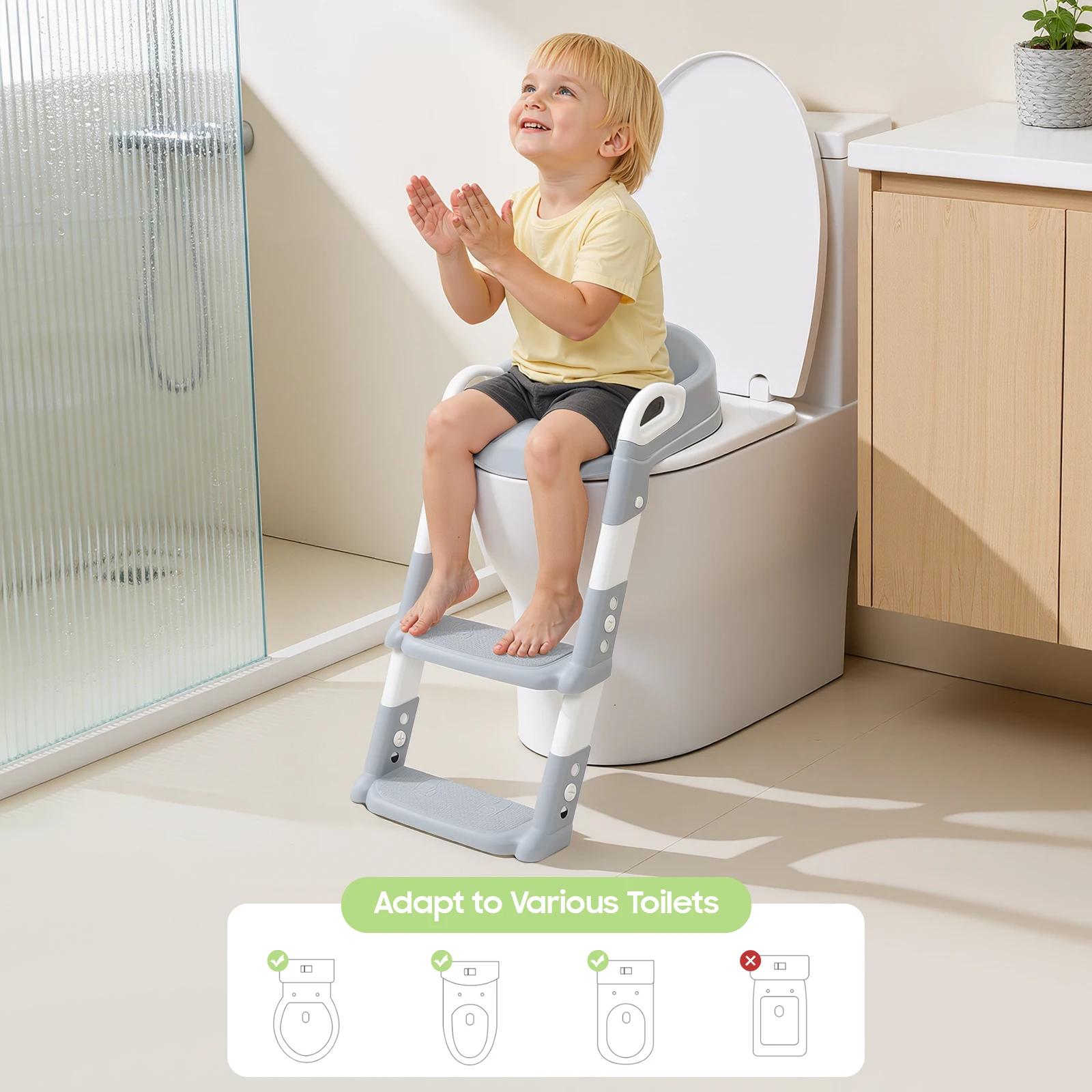 Siège d'apprentissage de la propreté pliable pour enfants avec marchepied, siège de toilette réglabl