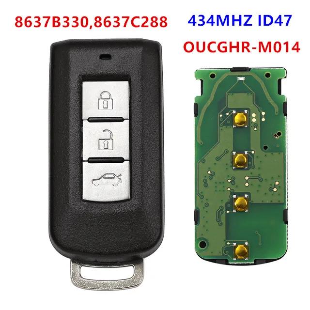 Clé télécommande intelligente de remplacement KEYECU, 3 boutons, 434MHz, transpondeur ID47, pour Mit