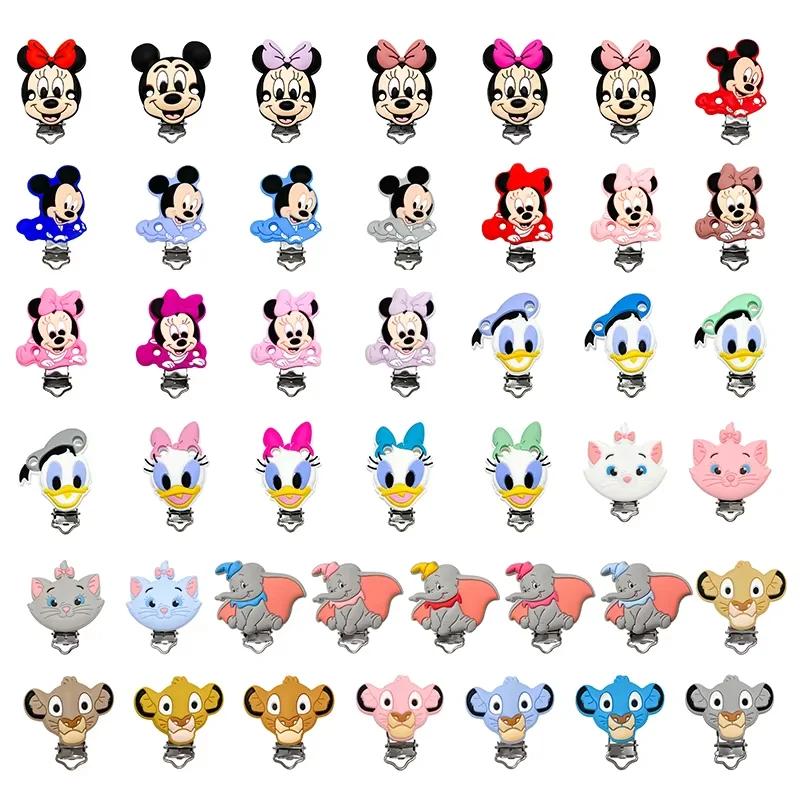 Clips de sucette en Silicone Disney Mickey Mouse, 3 pièces, pour bricolage, collier de dentition pou