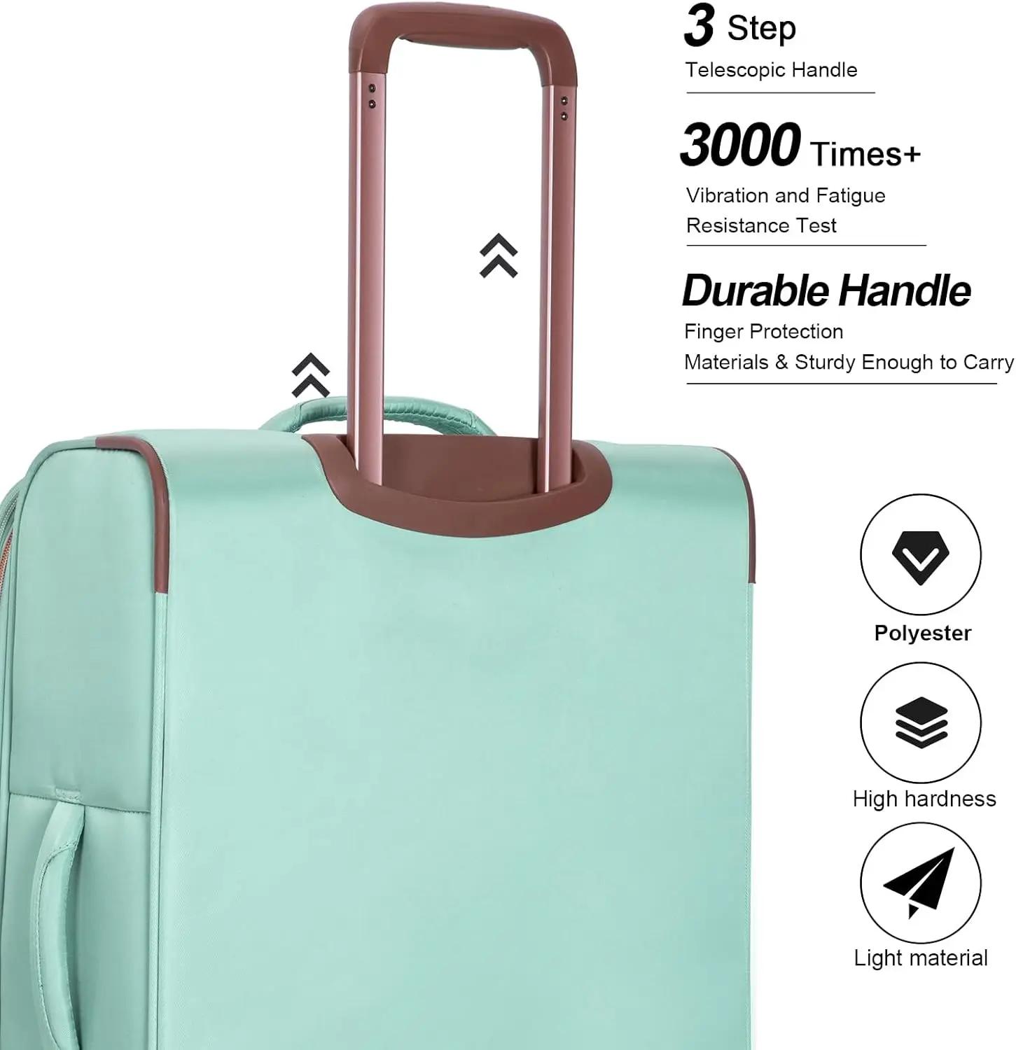 Travelhouse-Ensemble de bagages Softside, valise légère extensible, roues à double rotation, 4 pièce