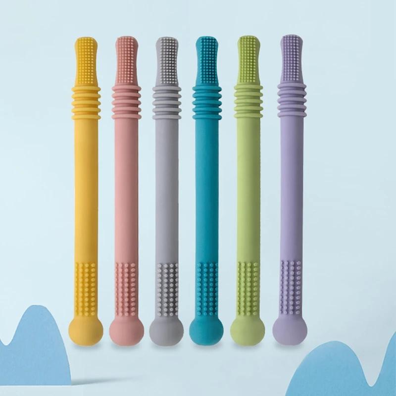 Anneau dentition en paille 77HD, jouet pour enfants, bâton molaire creux en Silicone souple, Non tox