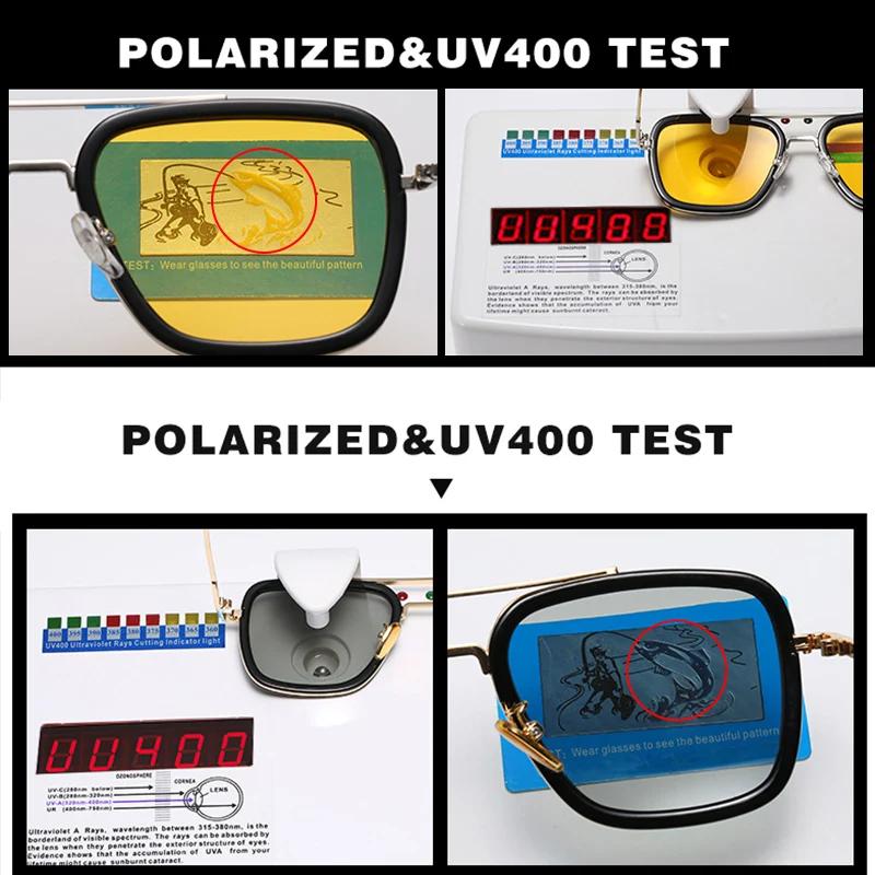 Marque de haute qualité Tony Stark lunettes de soleil carrées photochromiques polarisées hommes lune