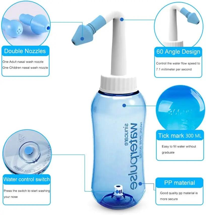 Irrigateur nasal 300ml 500ml, bouteilles de rinçage, nettoyeur de nez à impulsion d'eau, Pot Neti po
