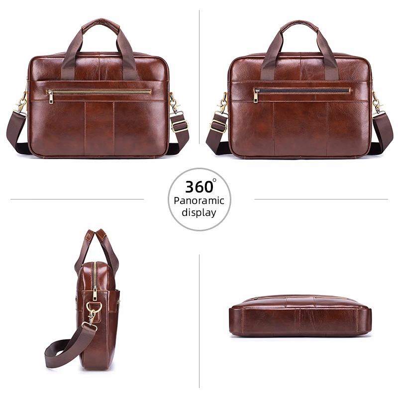 Sac pour ordinateur portable en cuir véritable pour homme, sacoche vintage d'affaires, sac à bandoul