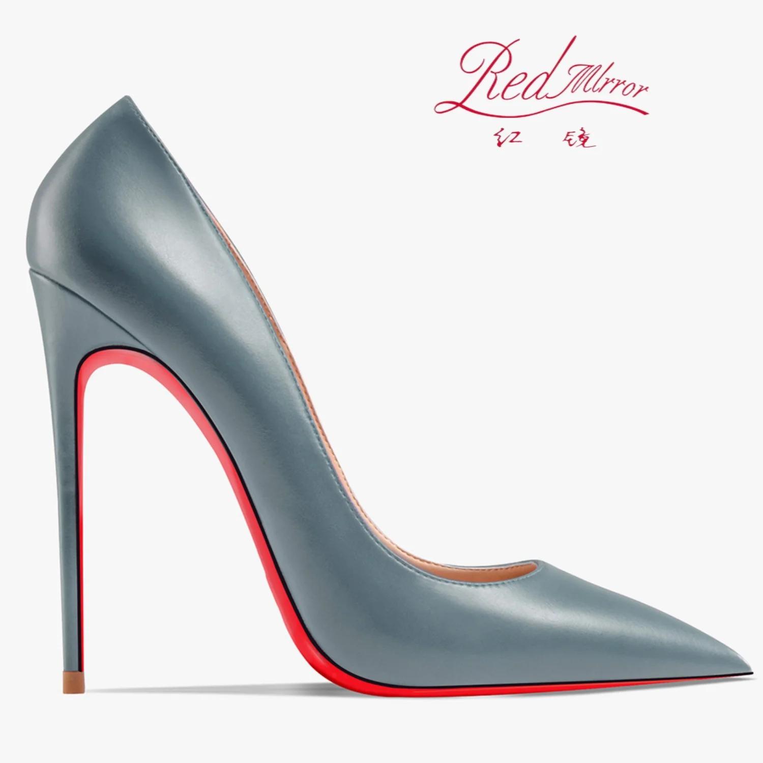 Chaussures pour femmes 2025 tendance en cuir de luxe fond rouge talons hauts 12 cm bout pointu escar