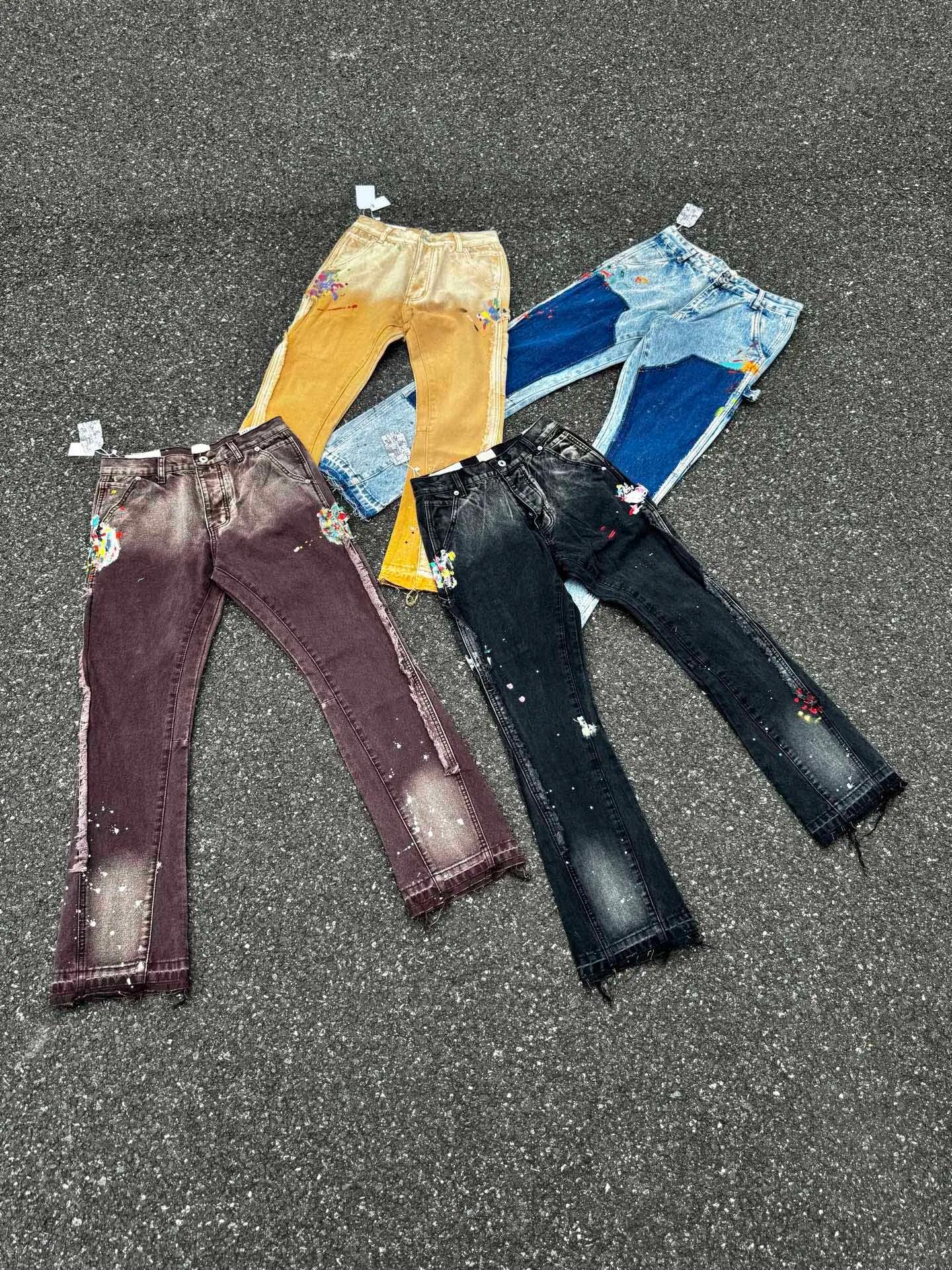 Jean évasé délavé et salissé style rétro GPT de qualité supérieure 2025 pour homme – Pantalon en den