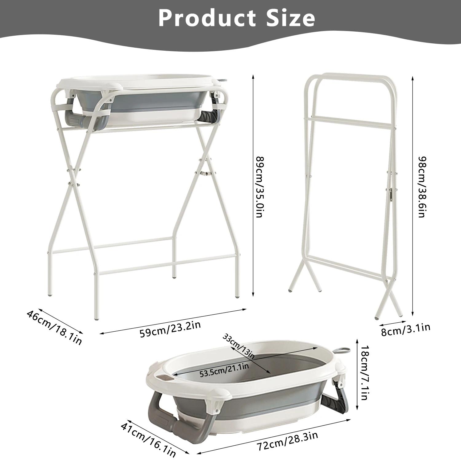 Baignoire bébé 3 en 1 pliable avec support et thermomètre - bain sécurisé du nouveau-né au tout-petit