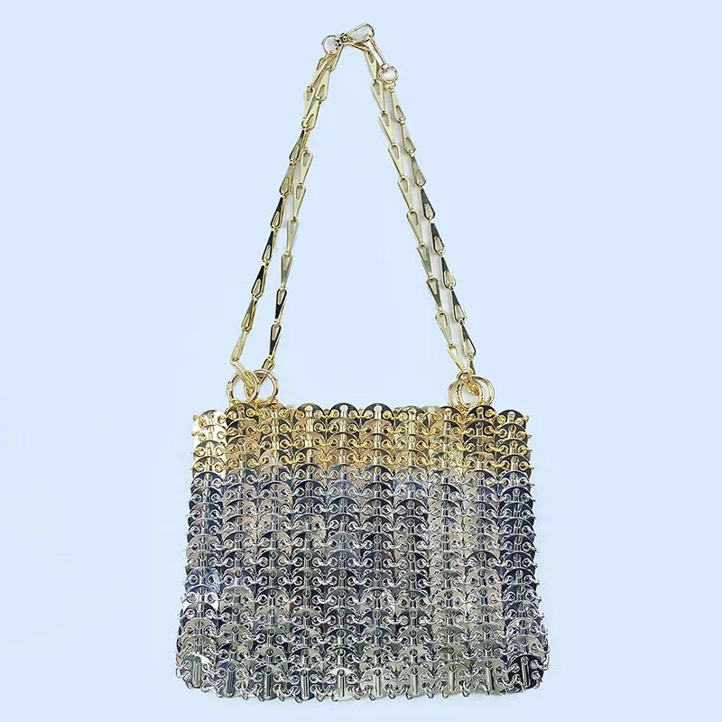 Sac à bandoulière en métal à paillettes pour téléphone portable, grande capacité, fait à la main, te