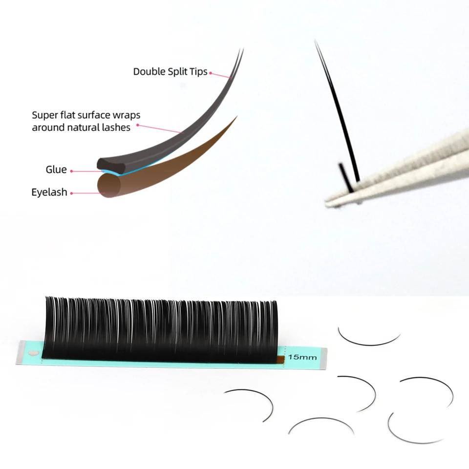 ElAssressenti- Extension de Cils Individuels Plats, Faux Vison, 2 Pointes Fendues, Volume Naturel Do
