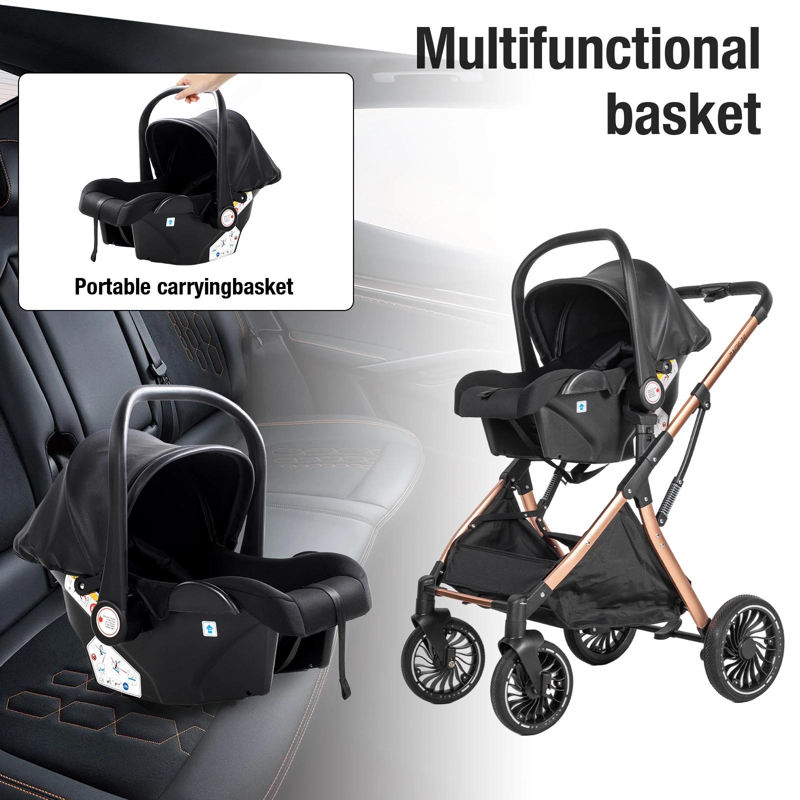 Système de voyage 3 en 1 pour bébé : poussette légère, pliable, antichoc, siège auto pour nouveau-né