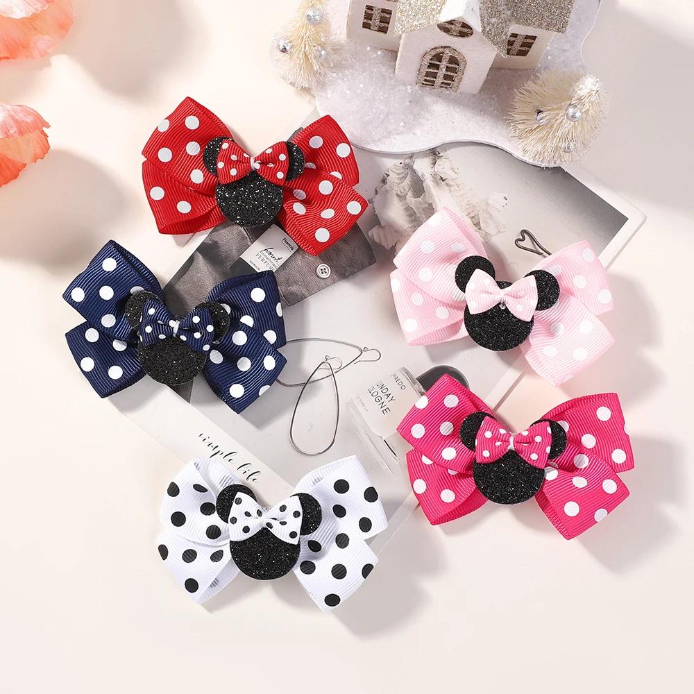 Pinces à cheveux avec nœud à pois pour bébé fille, 4 pièces/lot, épingles à cheveux pour enfants, de