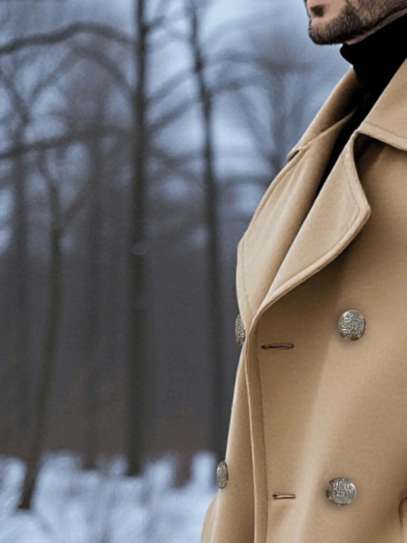 Pardessus d'hiver à double boutonnage pour hommes avec doublure épaisse, manteau chaud et Long de St