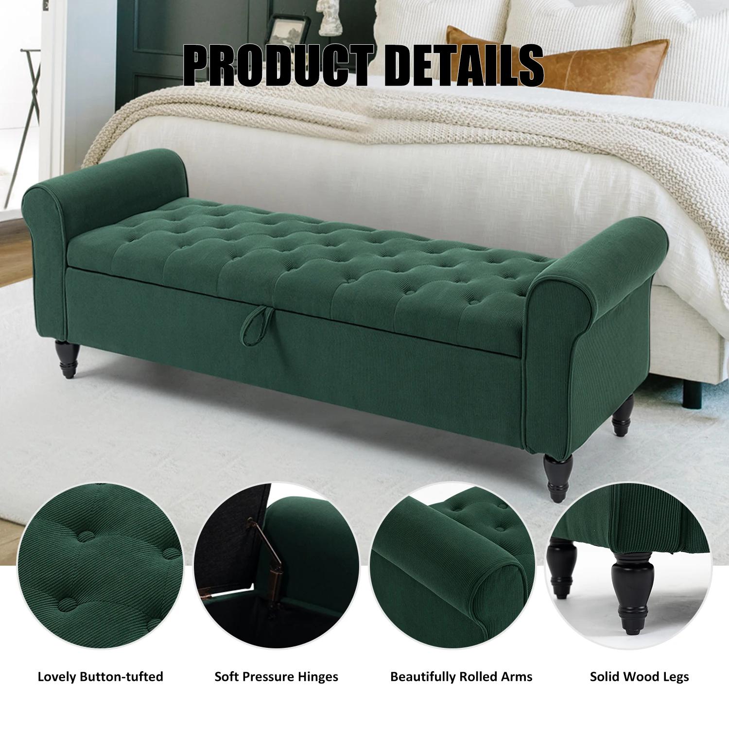 Banc de rangement touffeté avec rangement pour salon et chambre à coucher