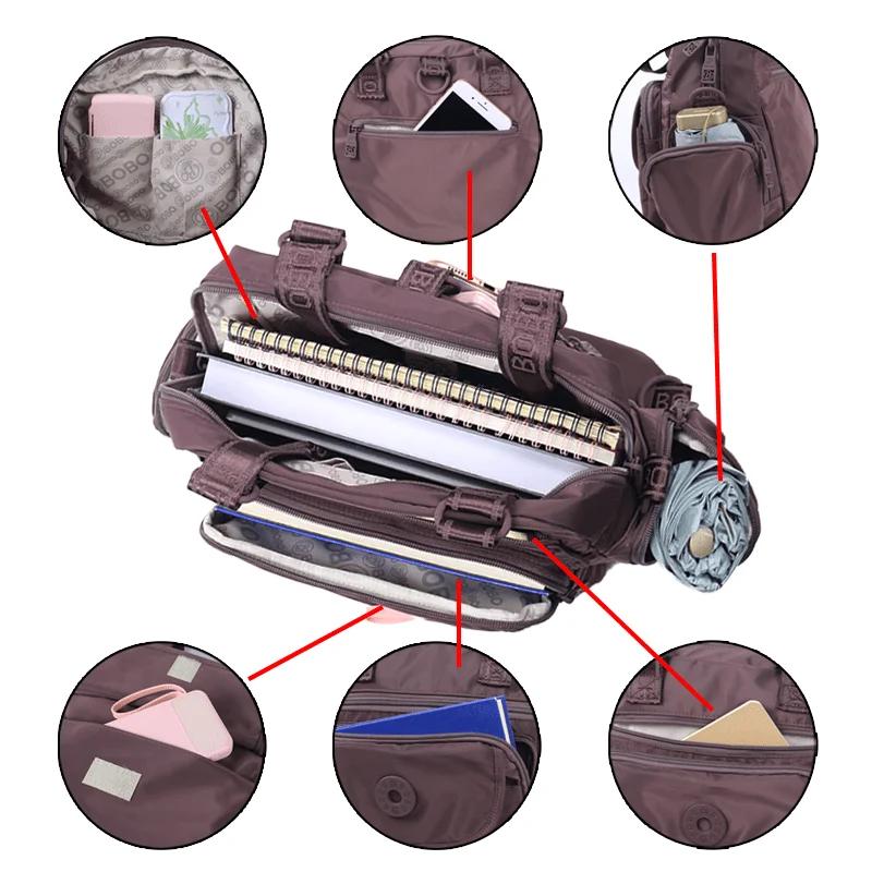 Sac à dos polyvalent et léger pour femmes, sac à bandoulière unisexe multi-poches, sacs Preppy léger