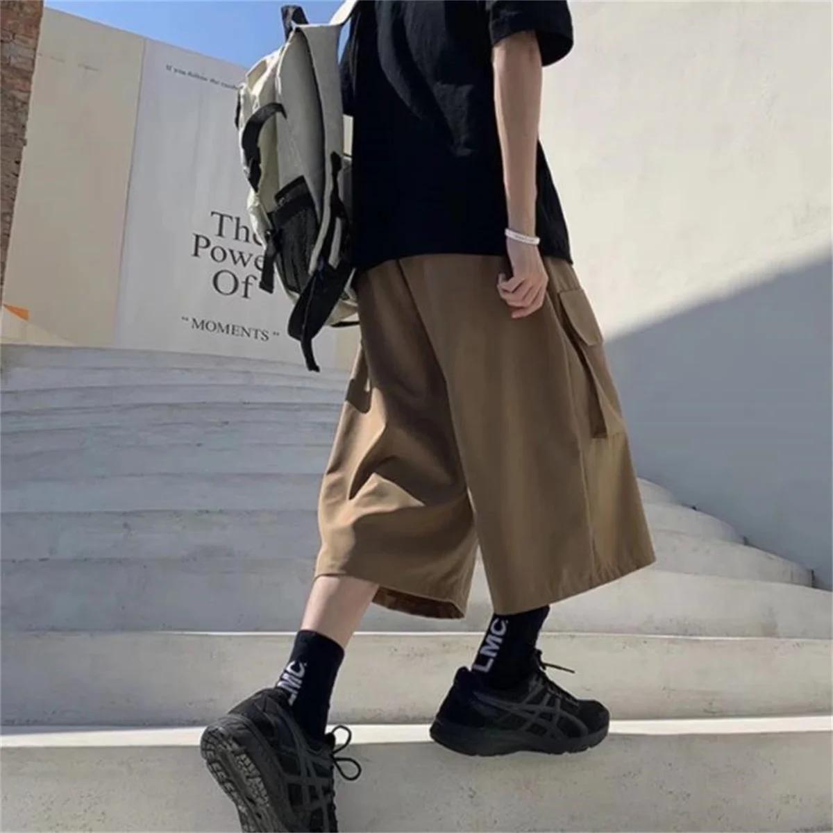 Shorts cargo hip-hop noirs tendance pour homme – Coupe slim décontractée, style urbain branché, idéa