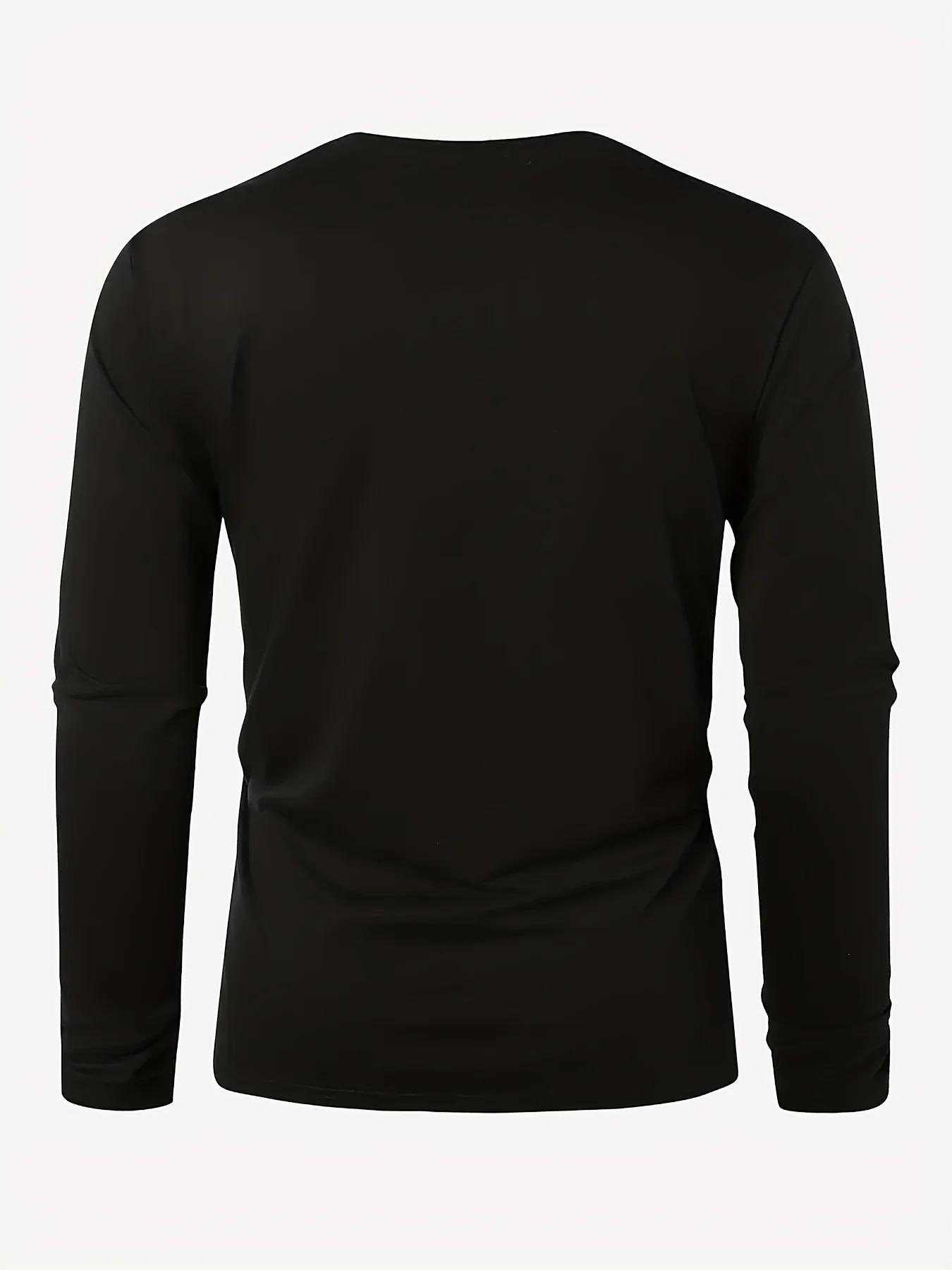 T-shirt à manches longues et col rond pour hommes, 100% pur coton, ample et confortable, sport et lo