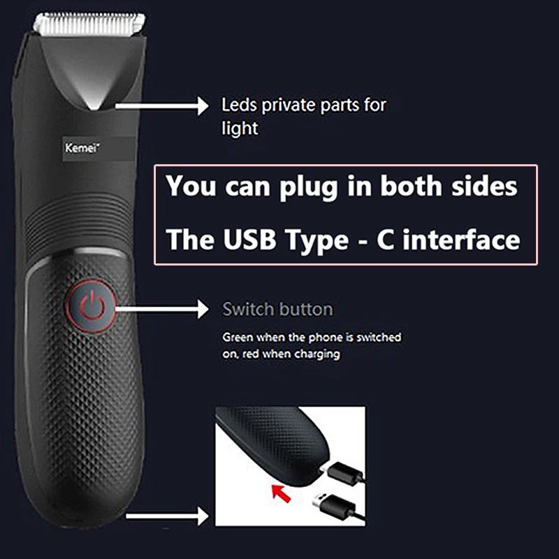 Kemei KM-1838 zone d'aine tondeuse à cheveux tondeuse à gazon lame en céramique imperméable humide s