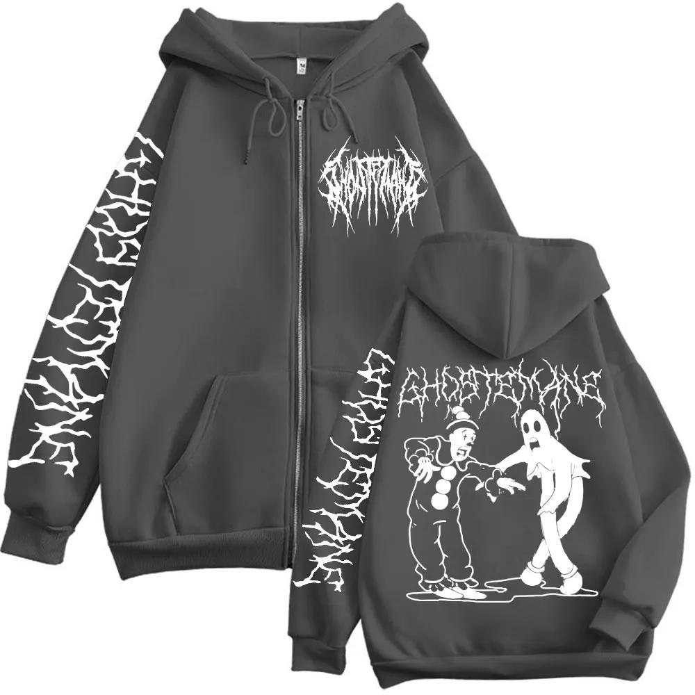 Sweat à capuche imprimé Ghostemane avec fermeture éclair, métal Rock Pop Music, sweat-shirt à capuch