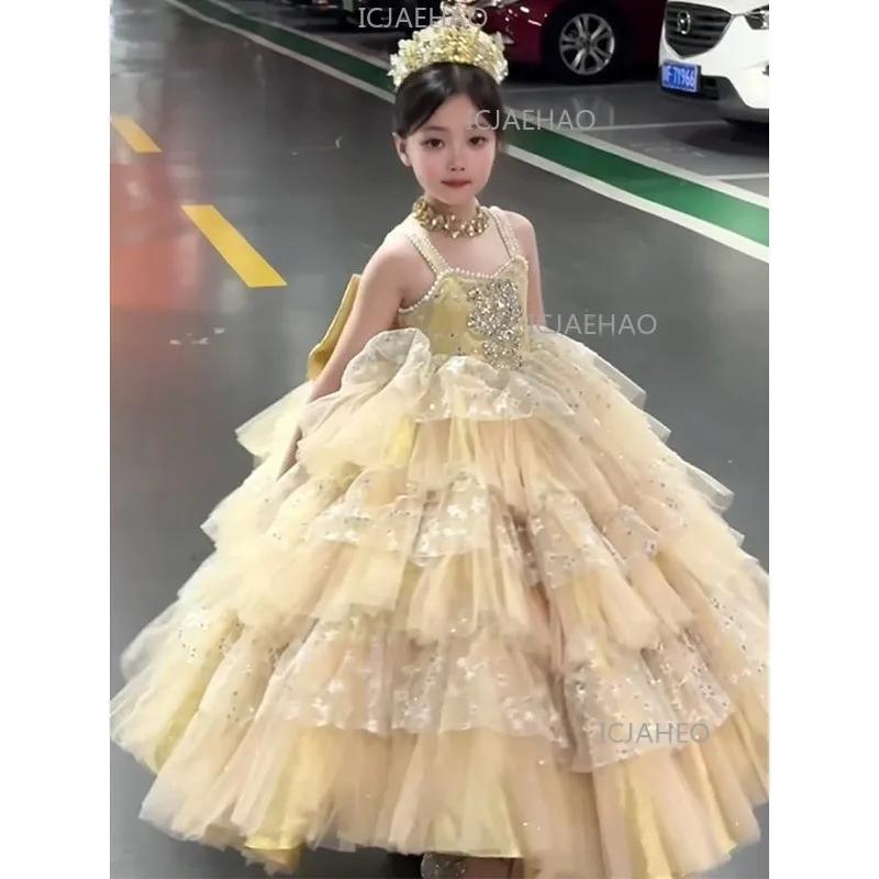 Nouvelle Robe de Princesse Formelle pour Filles, Tenue de Fête d'Anniversaire pour Enfants, Robe de