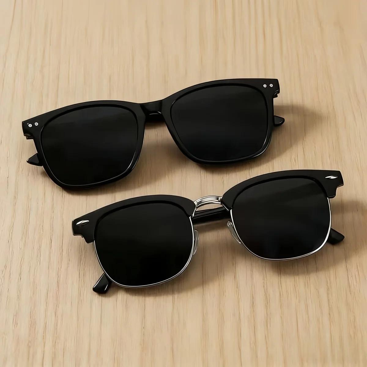 2 paires de lunettes de soleil tendance, style rétro européen et américain, unisexe, classiques, Y2K