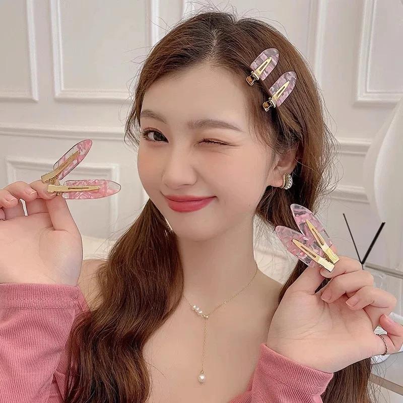 Pince à cheveux Simple Sakura rose sans couture pour femmes, feuille d'acétate sans flequille courbé