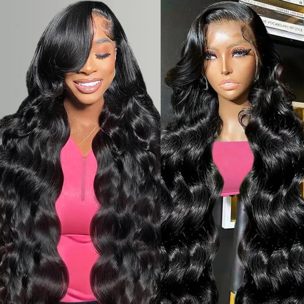 Perruque Lace Front Wig Body Wave Brésilienne Naturelle, Cheveux Bouclés, Sans Colle, 13x6, 13x4, HD
