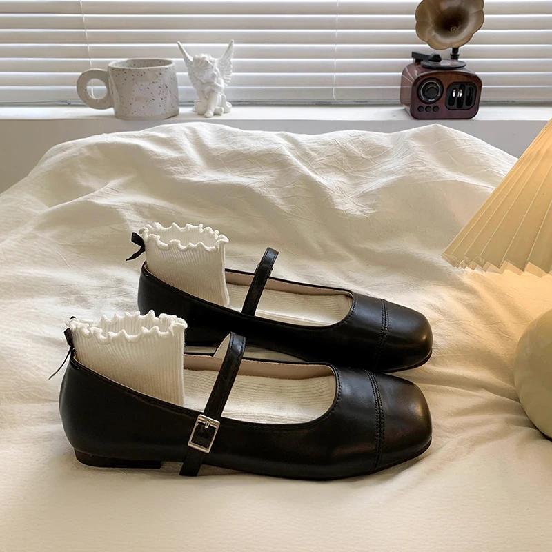 Chaussures en cuir pour filles, souples, Mary Janes, bout carré, confortables, antidérapantes, mode