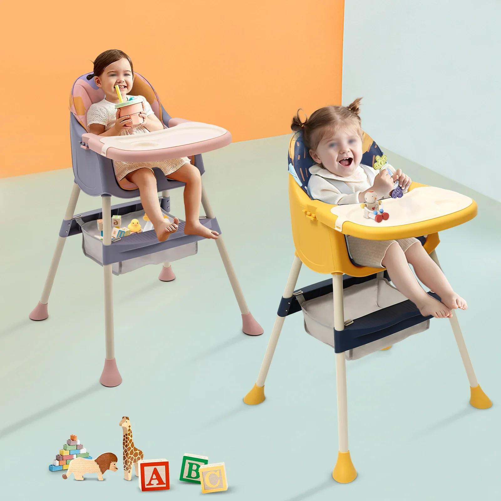 Chaise haute BYMAOCAR 4-en-1, chaise haute pliable pour enfants, siège bébé portable avec repose-pie