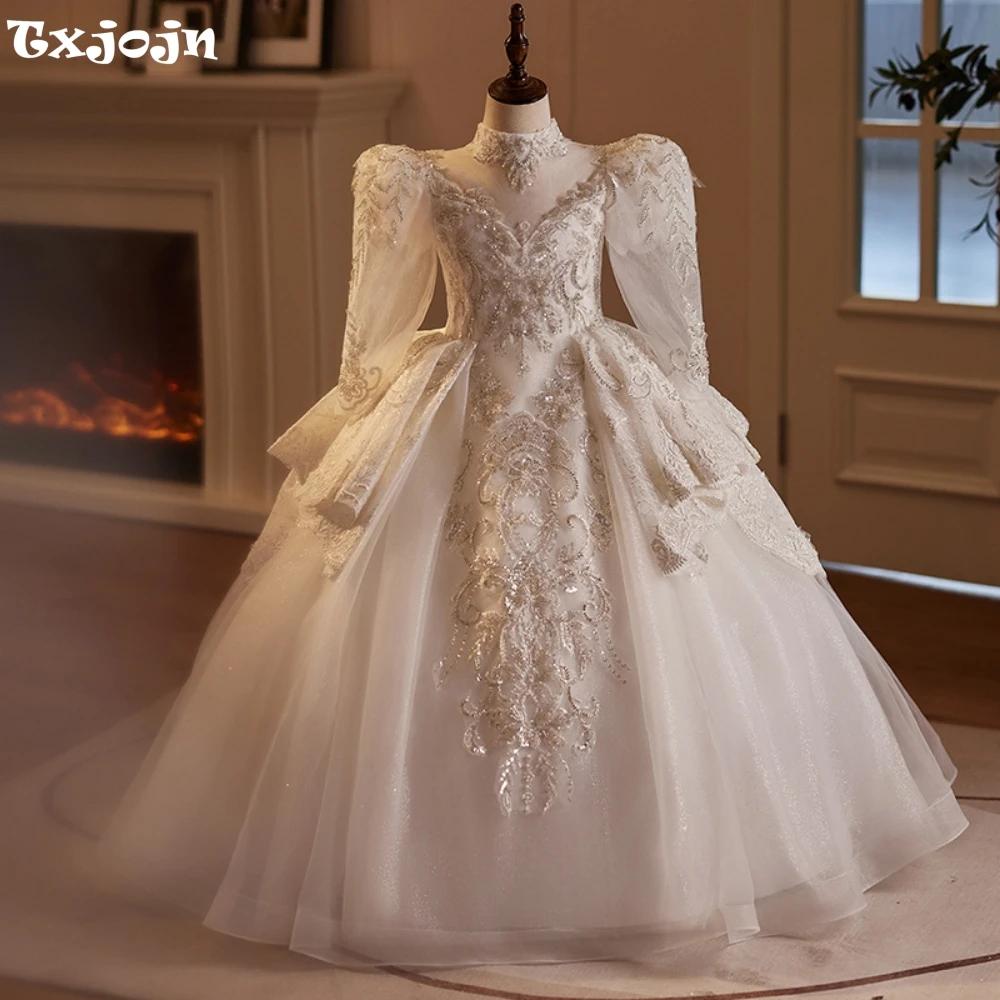 Robes de demoiselle d'honneur pour mariage, perles à paillettes exquises, manches longues, robe de R