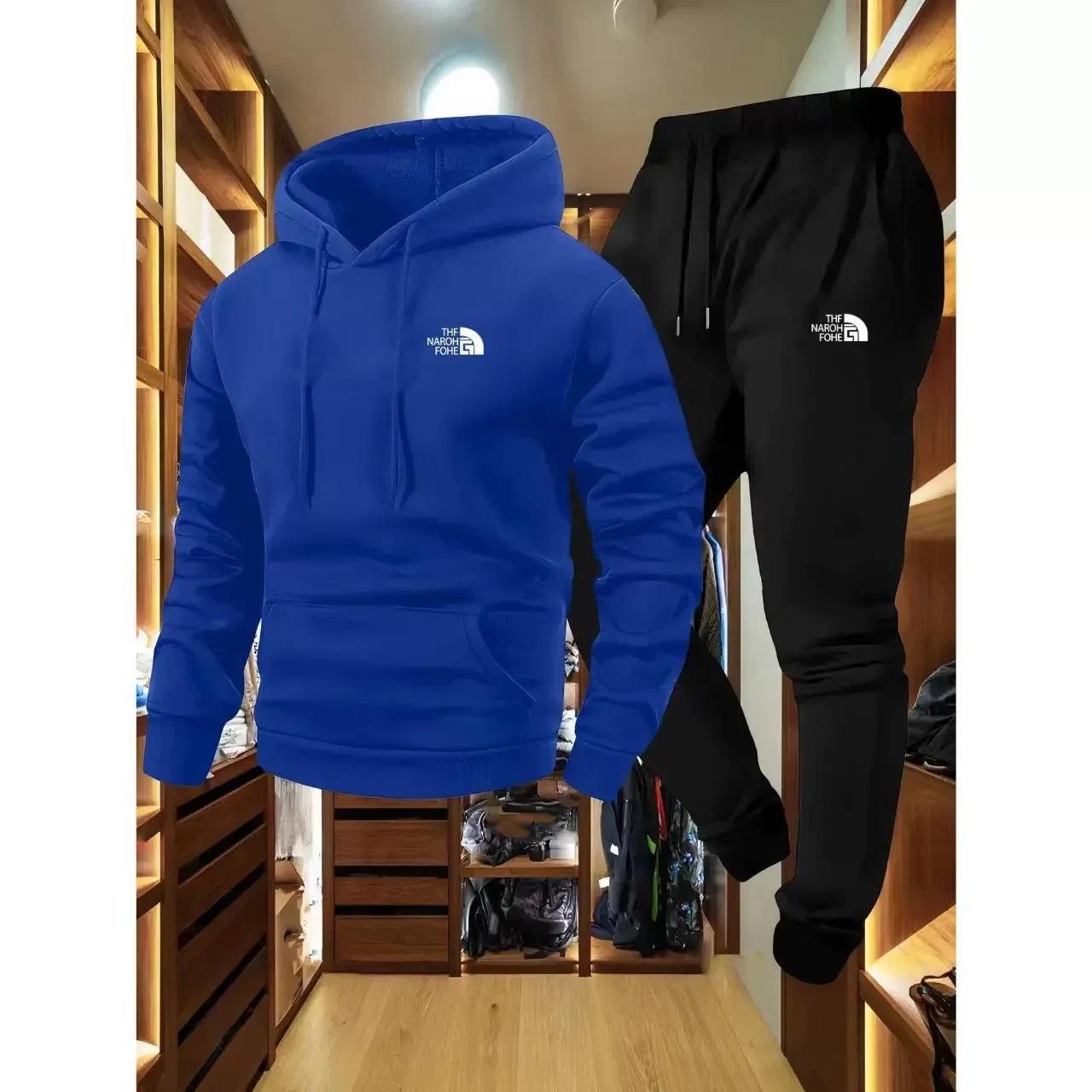 Ensemble décontracté deux pièces pour homme, automne et hiver, sweat-shirt à capuche et pantalon ave