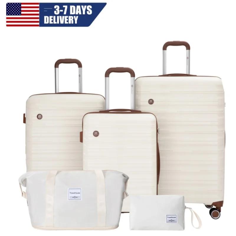 Ensemble de bagages 5 pièces, valises avec roues à double rotation et serrure TSA, valise rigide 3 p