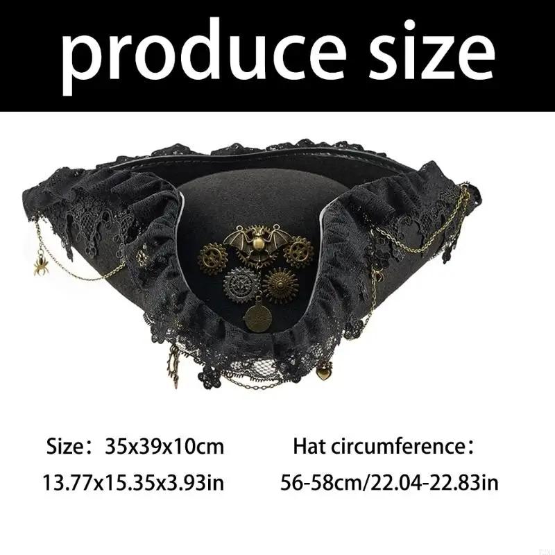 Chapeau Pirate victorien 72XE, équipement d'événement à thème en détresse, chapeau pour mascarades f