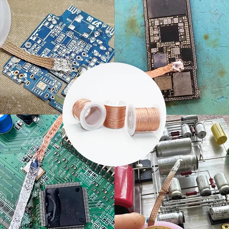 Mèche de cuivre fil à souder 6/8/10/15/20M RoHS soudure supprimer mèche de soudage électrique PCB té