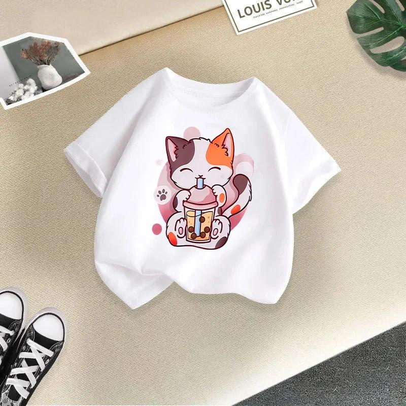 T-shirt à manches courtes et col rond pour bébé fille, vêtement d'été tendance, couleur bonbon, impr