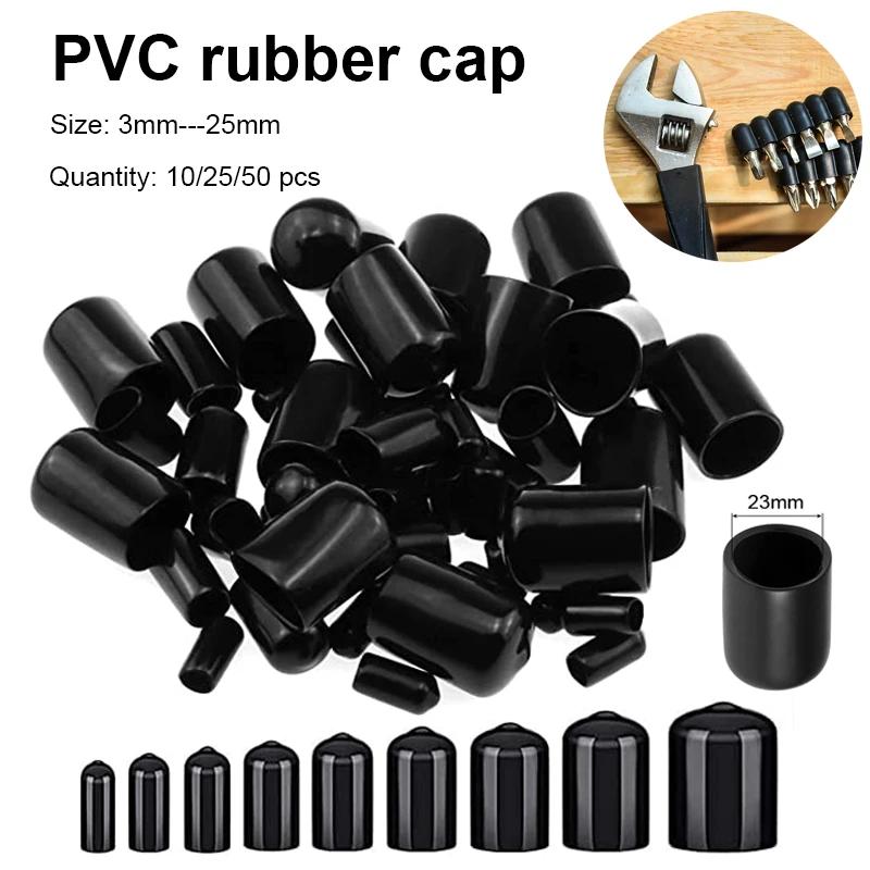 10/25/50pcs 3-25mm PVC vinyle caoutchouc embout rond bouchon fileté tuyau en acier tuyau en plastiqu